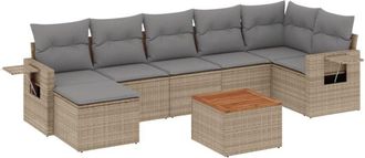 vidaXL Vidaxl - Juego De Sof&aacute;s De Jard&iacute;n Con Cojines Beige 8 Pzas Rat&aacute;n Pe