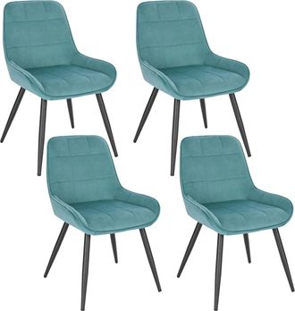 Woltu Woltu 4x Sillas De Comedor Silla Ergon&oacute;mica Con Respaldo Silla De Terciopelo En Estructura Metal Sillas Para Dormitorio Sal&oacute;n Comedor Y Cocina Turques