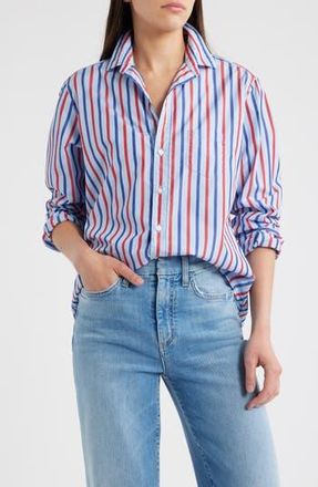 Frank & Eileen Eileen Relaxed Button-Up Shirt in Blue Navy Red Stripe at Nordstrom Rack, Size Large