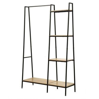 Calicosy Armario abierto industrial con 1 estante y 4 baldas - Efecto Madera