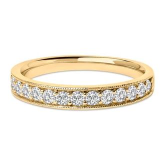 House of Brilliance 14K Gold 1/2 Cttw Round Diamond Milgrain Wedding Band in Yellow at Nordstrom, Size 7.5