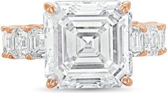Diana M. Jewels 18kt Rose gold Lab grown 8ct Asscher Cut Diamond Ring with Asscher Eternity Band