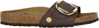 Birkenstock Brown Madrid Big Buckle Raffia Sandals