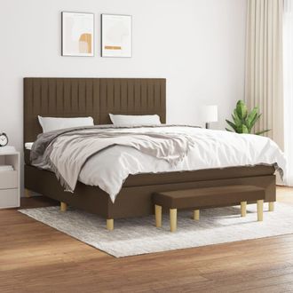 vidaXL Vidaxl - Cama Box Spring Con Colch&oacute;n Tela Marr&oacute;n Oscuro 180x200 Cm