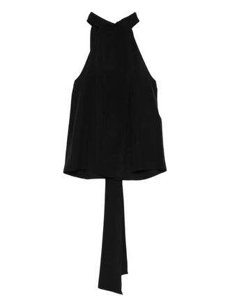 Tom Ford ribbed tie-neck blouse - women - Silk - 42 - Black