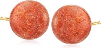Ross-Simons Coral Stud Earrings in 14kt Yellow Gold