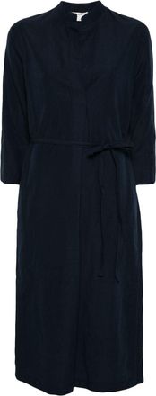 Vince band-collar midi dress - women - Cotton/Rayon/Linen/Flax - L - Blue