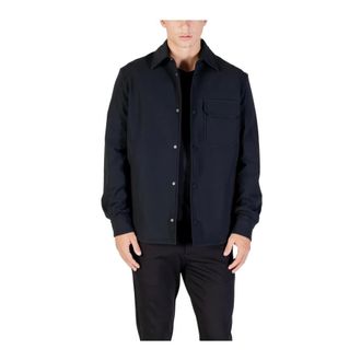 Antony Morato Light Jackets, male, Black, Size: XL Classic Round Neck Buttoned Blazer with Front Pockets