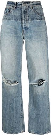 Amiri distressed high-rise wide-leg jeans - women - Cotton - 24 - Blue