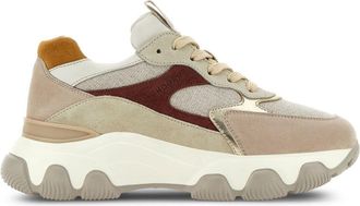Hogan Hyperactive panelled low-top sneakers - women - Linen/Flax/Rubber/Fabric/Suede - 39 - Neutrals