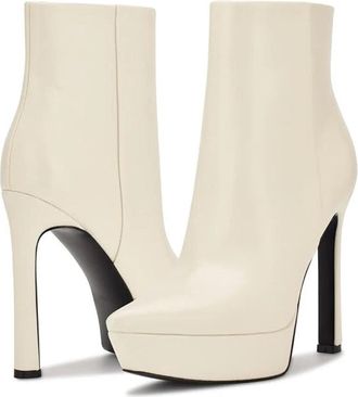 Nine West Loraa Boots Womens Cream Stiletto Heel Platform Bootie LION82