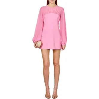 endless rose Long Sleeve Mixed Media Minidress in Pink at Nordstrom, Size X-Small
