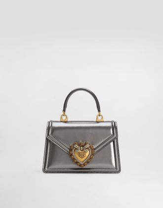 Dolce & Gabbana Small Devotion Bag In Mordore Nappa Leather - Woman Handbags Silver Leather Onesize