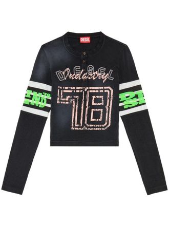 Diesel T-Uncserafin graphic-print T-shirt - women - Cotton/Elastane - M - Black