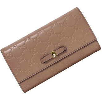 Gucci Beige Pink Leather Long Wallet (Bi-Fold) (Pre-Owned)