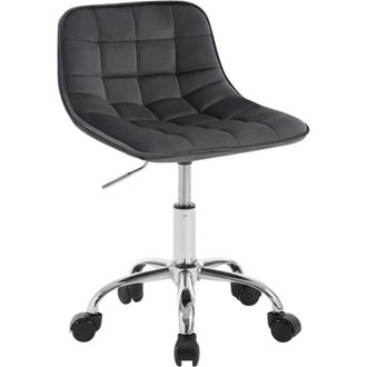 Woltu Sedia Scrivania Ufficio Girevole in Velluto e Metallo Altezza Regolabile con Ruote Grigio Scuro - Woltu