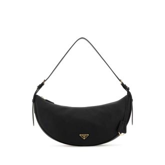 Prada Black Leather Large Prada Demi-Lune Crossbody Bag