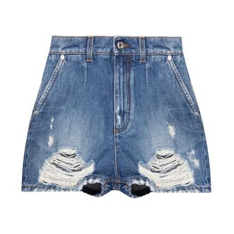 Dolce & Gabbana Hoge taille denim shorts - Dames - Denim shorts - Blauw - XS - Denim - Korte Broeken