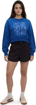 tentree Framed Haitian Blooms Oversized Crop Crew in Nightfall/high Tide at Nordstrom, Size X-Small