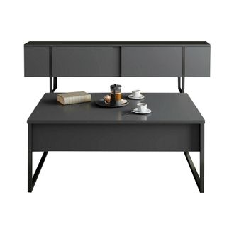 Dmora Conjunto De Muebles De Sal&oacute;n Mornasco, Modular, Apertura Abatible, 2 Puertas, Negro Antracita