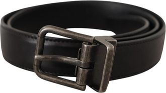 Dolce & Gabbana Kalfsleer Logo Metalen Gesp Riem - unisex - Riemen - Zwart - ONE Size - Leer - Accessoires
