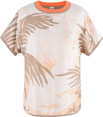 Herm&egrave;s Jungle Love Fluo Silk Twillaine Printed Sweater Size L