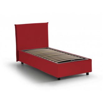Talamo Italia Letto singolo Shana, Letto contenitore con rivestimento in tessuto, 100% Made in Italy, Apertura frontale, adatto per materasso Cm 80x200, Rosso