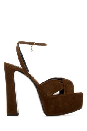 Saint Laurent Dark Brown Open Round Toe Heels