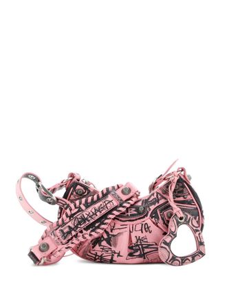 Balenciaga Le Cagole Graffiti Giant Studs Leather XS shoulder bag - Roze