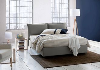 Dmora Dmora - Cama Matrimonial Dmircol, Cama Contenedor Con Revestimiento De Tela, 100% Made In Italy, Apertura Frontal, Con Colch&oacute;n Cm 140x200 Incluido, Gr