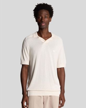 Lyle & Scott Heren Lyle And Scott gebreid poloshirt met naaduiteinden in wit