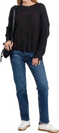 Terre Alte Contrast Stitch And Rib Sweater In Black