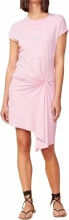 Monrow Tucked Front Tee Dress In Dusty Pink
