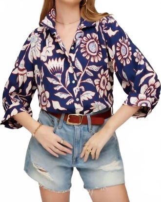 Fifteen Twenty Alani Button Down Shirt In Navy Print