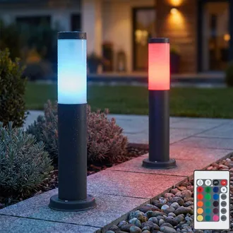 Globo Lighting Set Di 2 Lampada Base Da Esterno Led Rgb Dimmerabile Terrazza Giardino Telecomando Lampada Da Terra In Acciaio Inox
