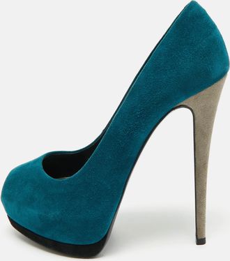 Giuseppe Zanotti Tricolor Suede Nana Peep Toe Platform Pumps