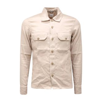 Eleventy Casual Shirts, male, Beige, Size: XS Linen Blend Shirt