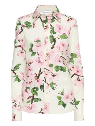 Oscar De La Renta printed poplin shirt - White