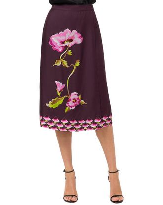 Johnny Was Tilli Faux Wrap Silk-Blend Midi Skirt