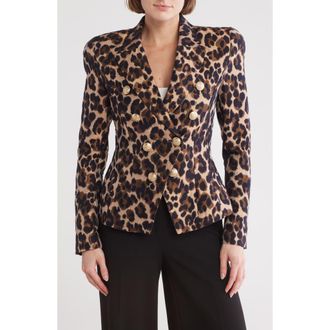 L'agence Bethany Structured Blazer in Cashew Multi Leopard Jacquard at Nordstrom Rack, Size 0