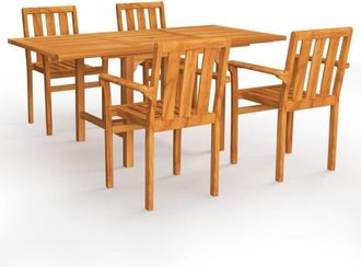 vidaXL 5 Piece Garden Dining Set Solid Teak Wood vidaXL
