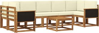 vidaXL Conjunto De Sof&aacute;s De Exterior 6 Uds. Natural Y Crema Vidaxl
