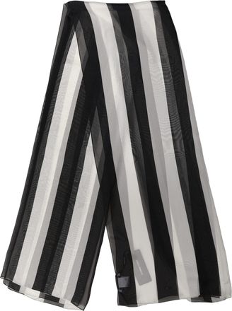 Dolce & Gabbana Black White Stripe Silk Shawl Stole Womens Scarf