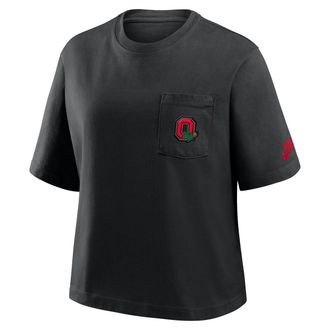 Nike Ohio State Legacy Pocket Boxy Nike Womens College T-Shirt in Black | 11CM00AOBV-SYF