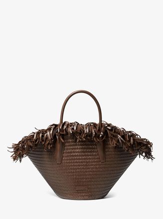 Michael Kors Sardinia Large Hand-Woven Leather Basket Tote Bag