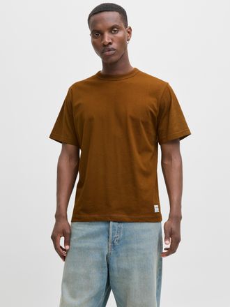 Jack & Jones Rundhalsshirt JACK & JONES JJEDOVER TEE SS CREW NECK, Herren, Gr. XS, braun (monks robe), Single Jersey, Obermaterial: 100% Baumwolle, unifarben, rela