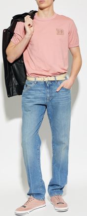 Dolce & Gabbana T-shirt With Embroidered Logo, Mens, Pink