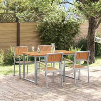 vidaXL Conjunto De Comedor De Jard&iacute;n 5 Pcs Gris Y Marr&oacute;n Vidaxl