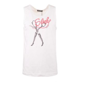 Dolce & Gabbana Sleeveless Tops, male, White, Size: M Sleek Sleeveless T-shirt