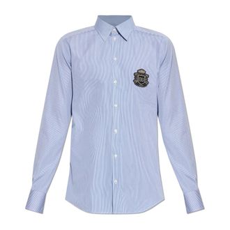 Dolce & Gabbana Formal Shirts, male, Blue, Size: 2XL Striped Martini Shirt